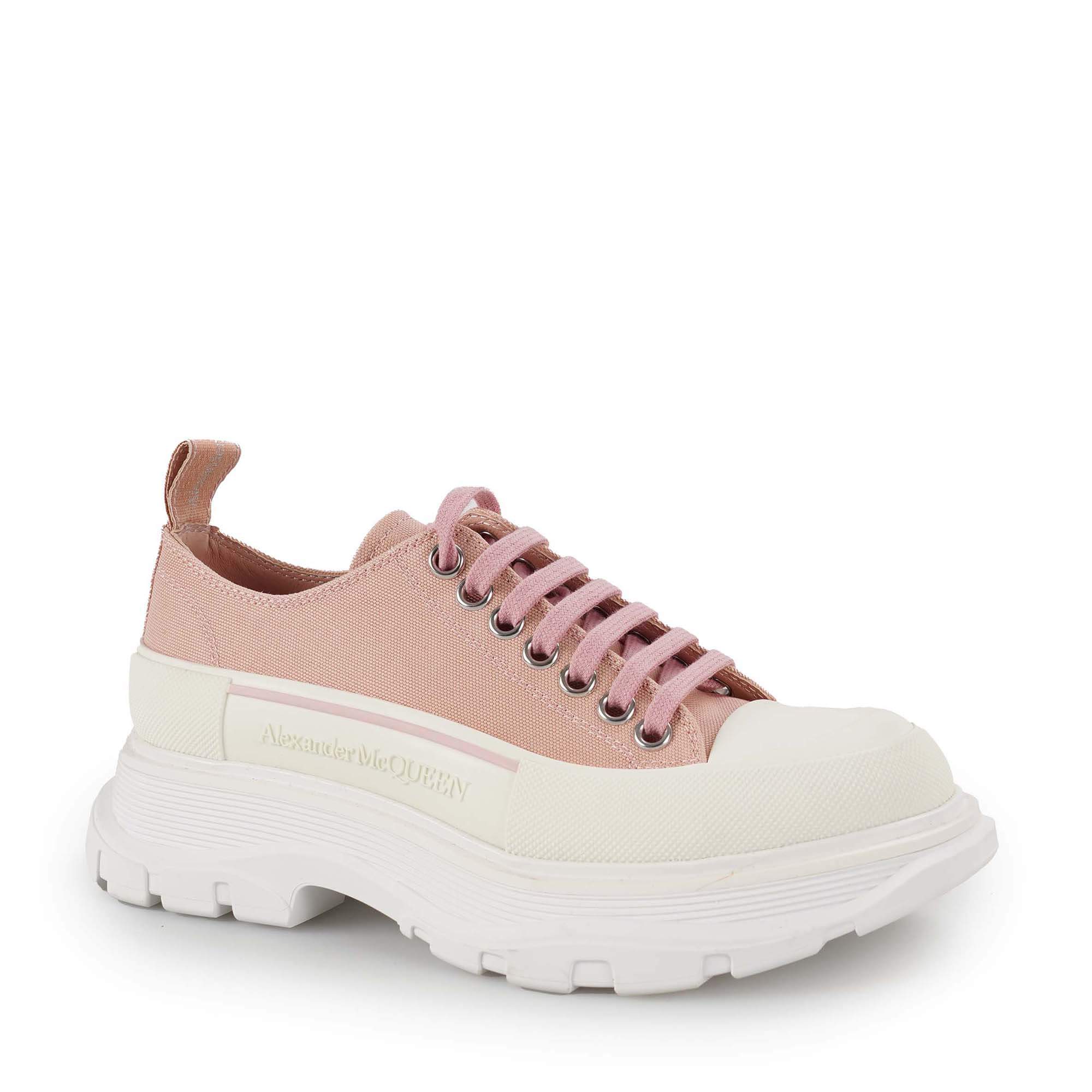 Alexander McQueen - Pink and White Tread Slick Low Top Sneakers
